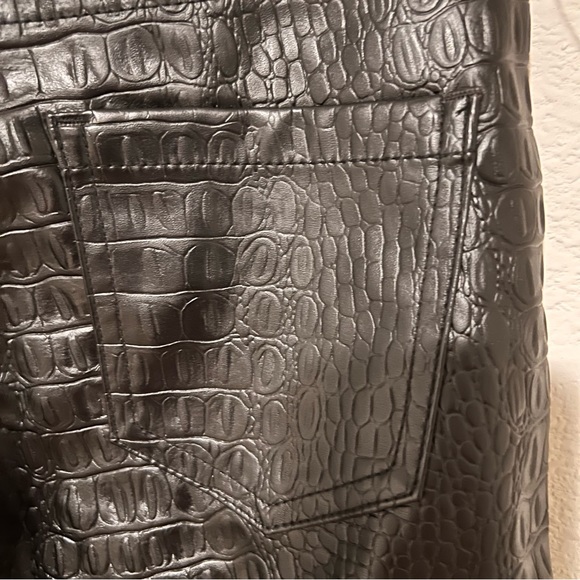 Tall Stassie X Missguided Croc Print Faux Black Leather Trousers - Picture 4 of 16